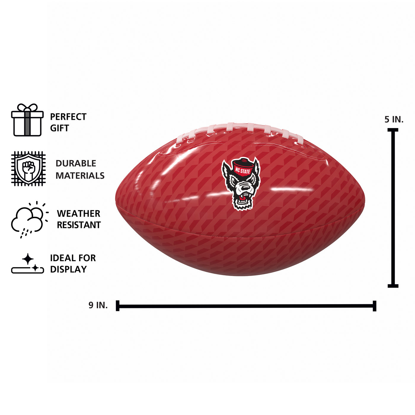 NC State Carbon Fiber Mini Size Glossy Football