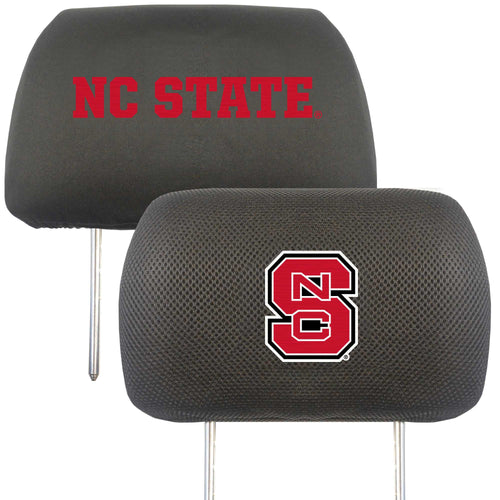 NC State University logo headrest cover for auto seats from Logo Brands, featuring the university's emblem on fabric.