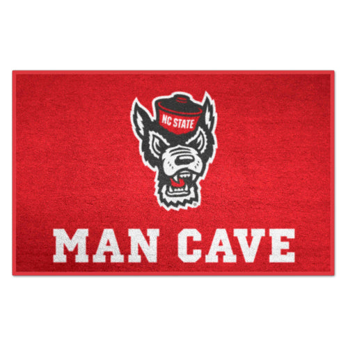 NC State University Man Cave Starter mat by Logo Brands featuring the Wolfpack logo and team colors.