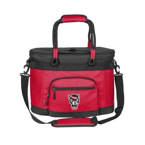 NC State 35 Can Flex Cooler by Logo Brands, soft insulated cooler bag with adjustable straps and multiple compartments.