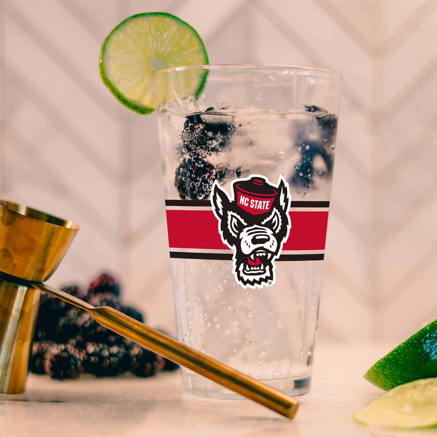 NC State 16oz Stripe Pint Glass