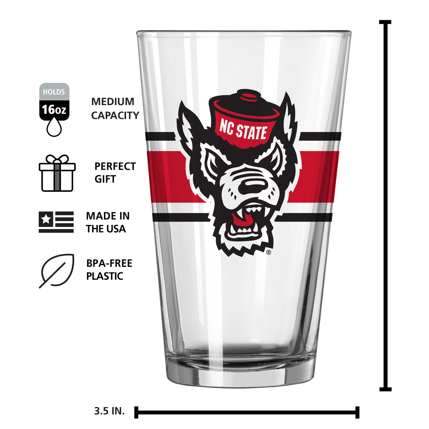 NC State 16oz Stripe Pint Glass
