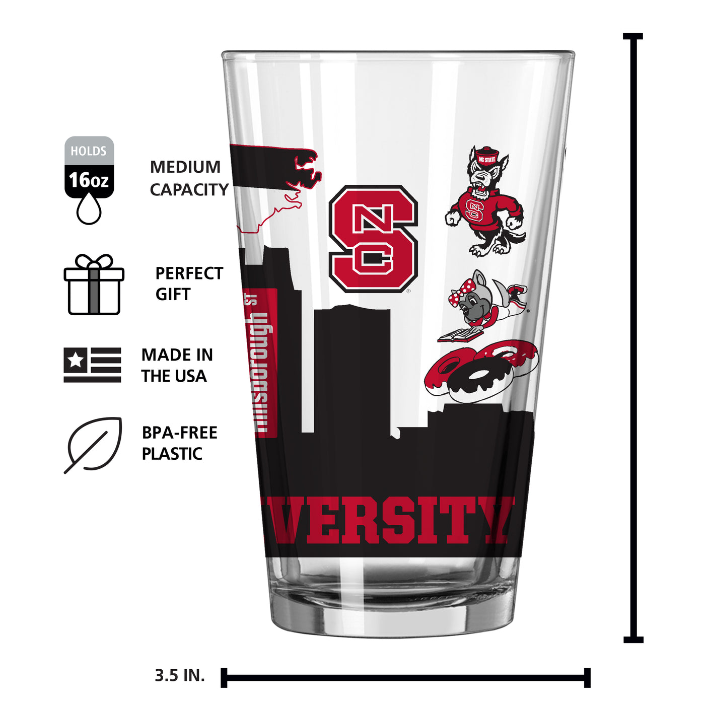 NC State 16oz Native Pint Glass