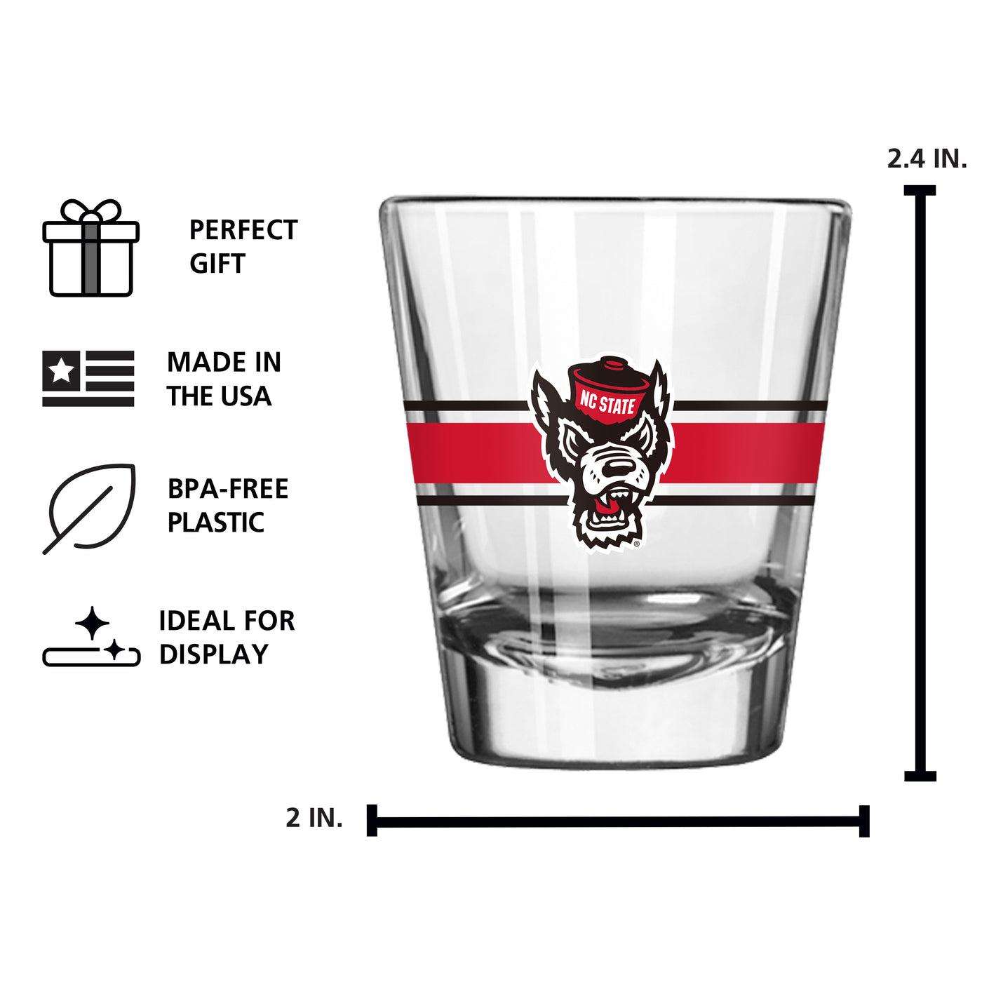 N.C. State 2oz Stripe Shot Glass