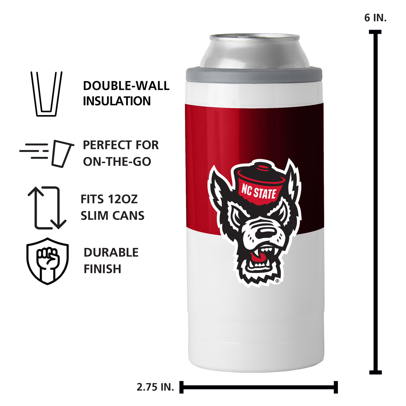NC State 12oz Colorblock Slim Can Coolie