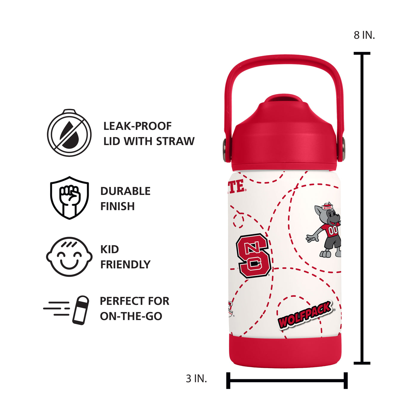 NC State 12oz Mascot SS Kids Bottle