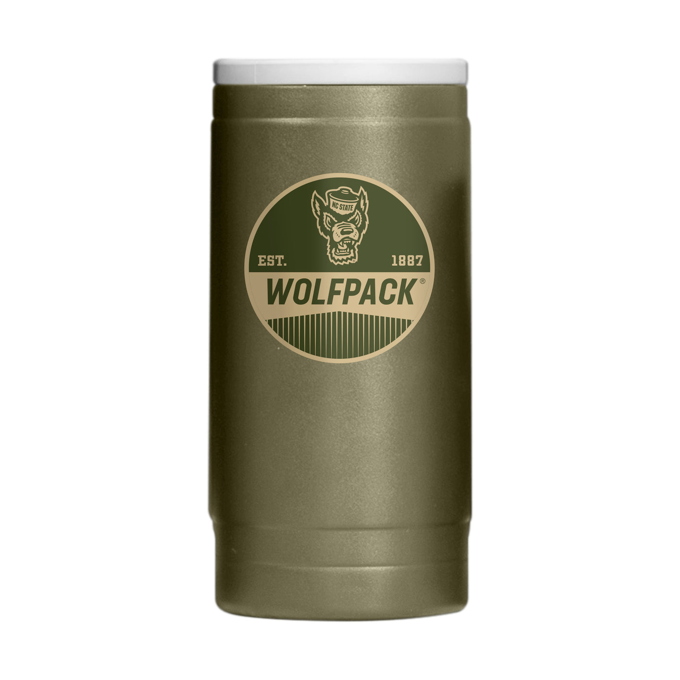 NC State  Badge Powder Coat Slim Can Coolie