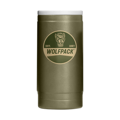 NC State  Badge Powder Coat Slim Can Coolie