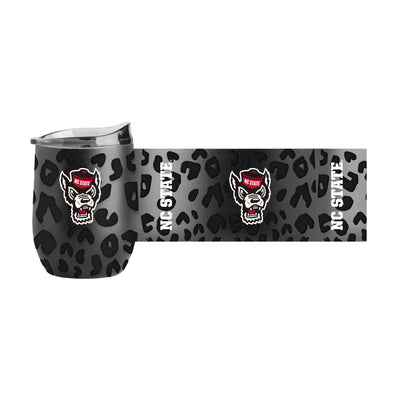 NC State Leopard 16oz Black Powdercoat Curved Beverage