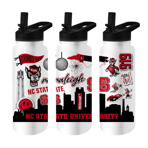 NC State Native Quencher 34oz water bottle by Logo Brands, with team logo and durable plastic design for hydration.