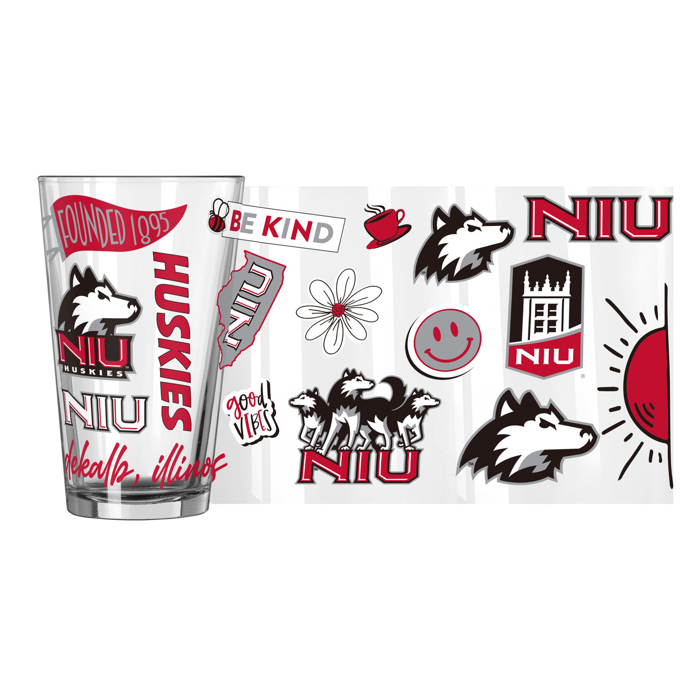 Northern Illinois 16oz Native Pint Glass