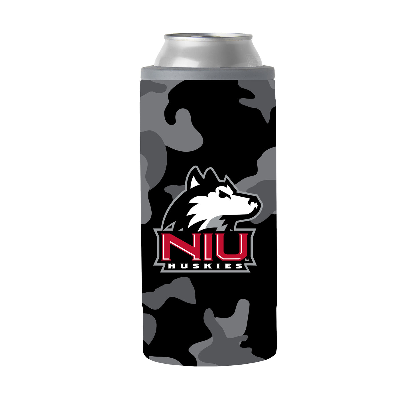 Northern Illinois Black Camo 12oz Slim Can Coolie