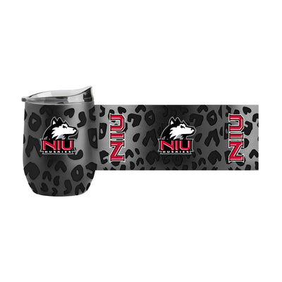 Northern Illinois Leopard 16oz Black Powdercoat Curved Beverage