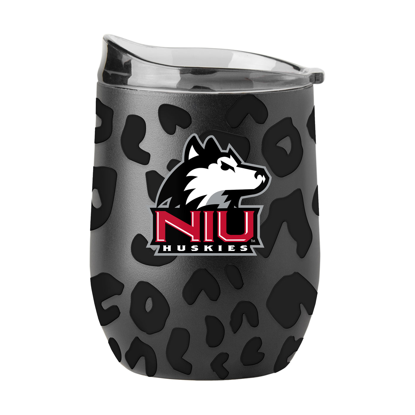Northern Illinois Leopard 16oz Black Powdercoat Curved Beverage