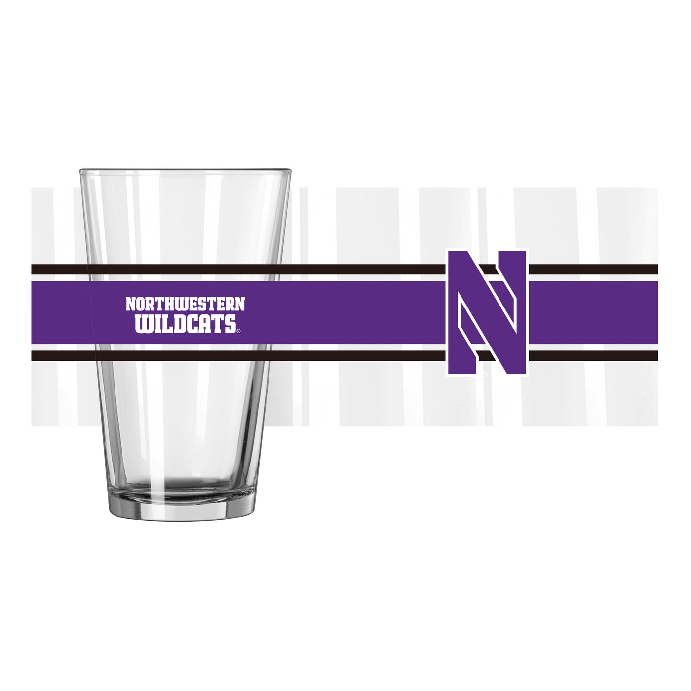 Northwestern 16oz Stripe Pint Glass