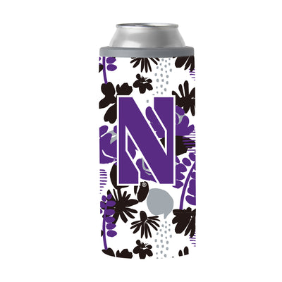 Northwestern 12oz Floral Slim Can Coolie