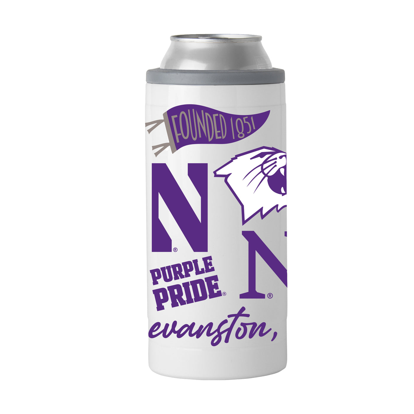 Northwestern 12oz Native Powder Coat Slim Can Coolie