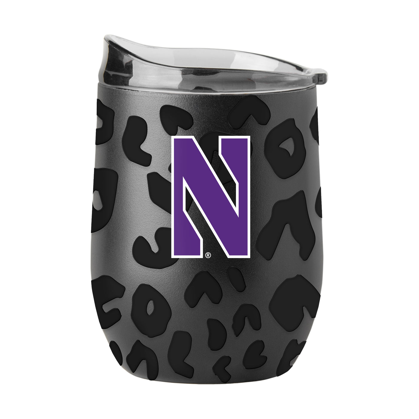 Northwestern Leopard 16oz Black Powdercoat Curved Beverage