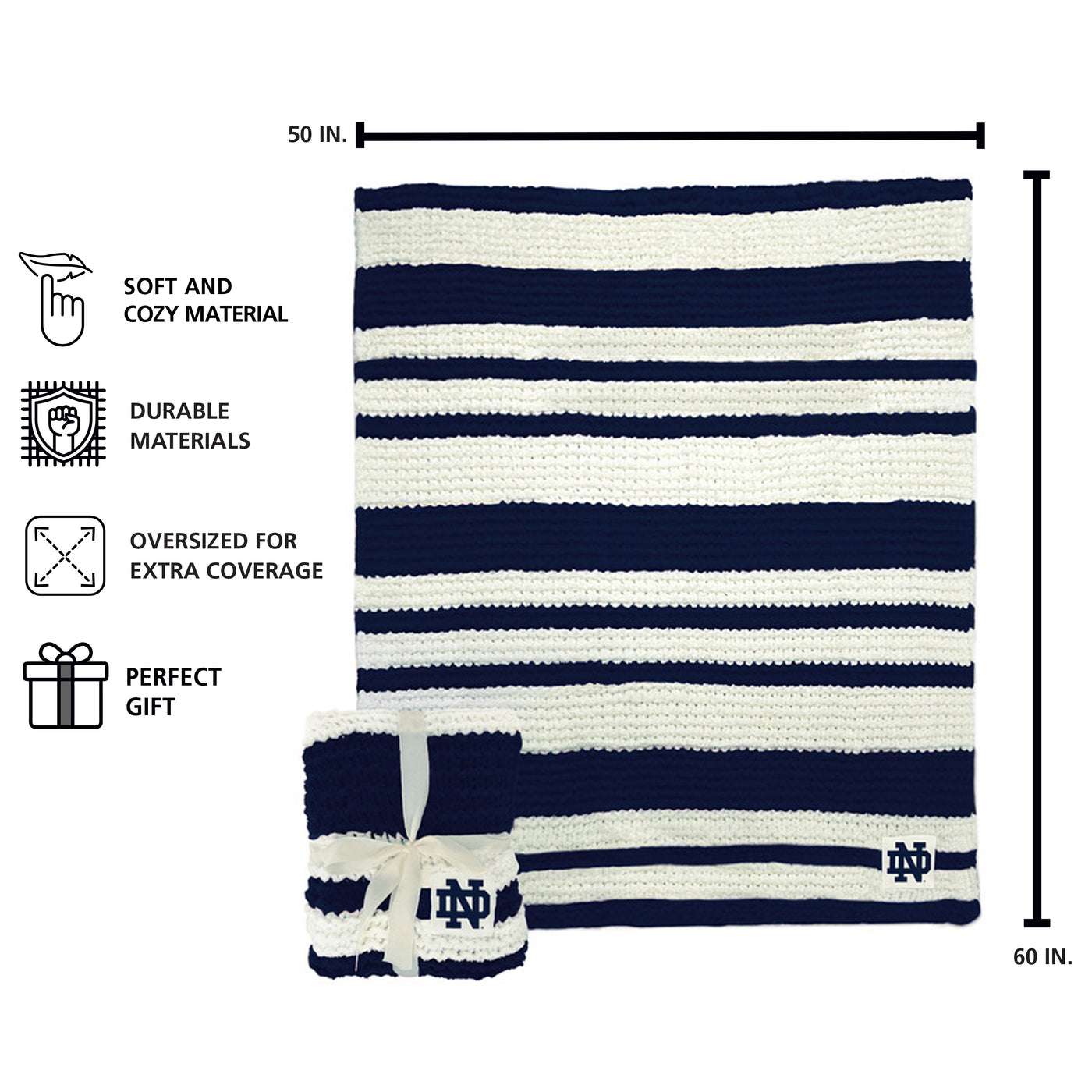 Notre Dame Cable Knit Throw 50x60