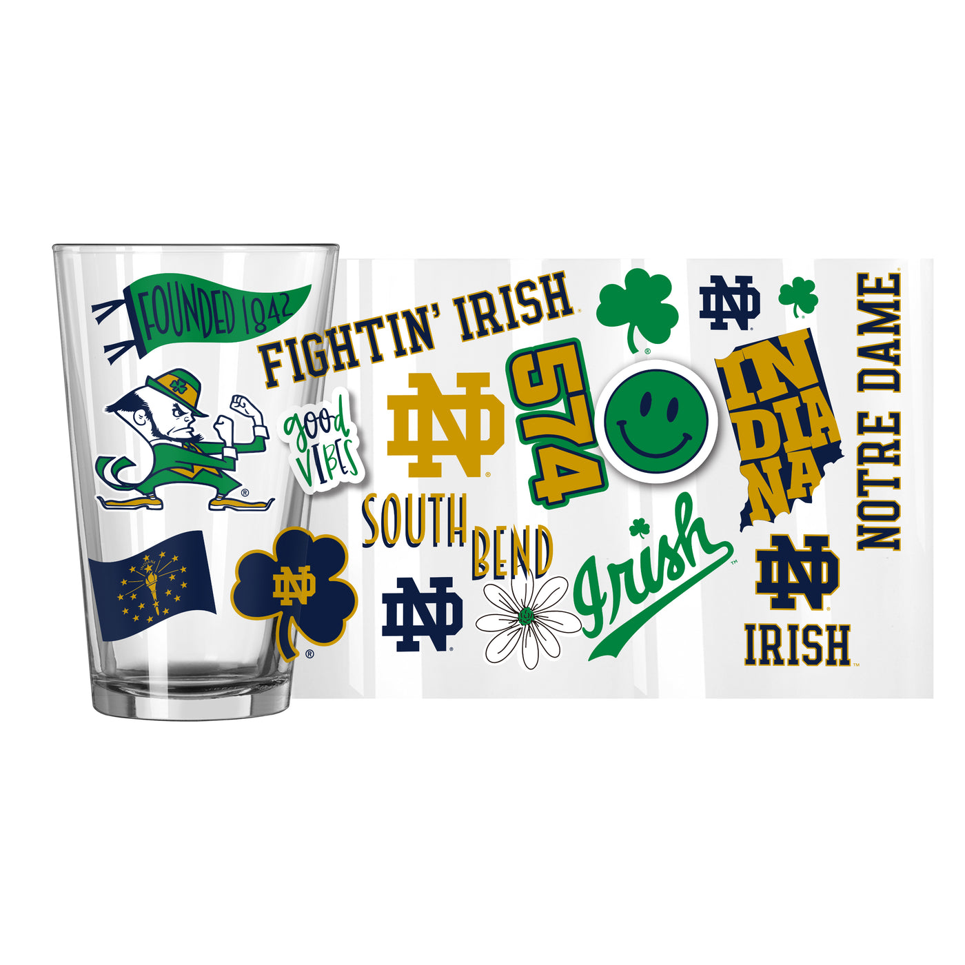 Notre Dame 16oz Native Pint Glass