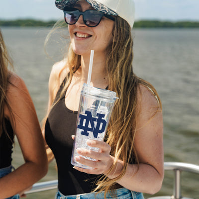 Notre Dame 22oz Flipside Dbl Wall Clear Tumbler