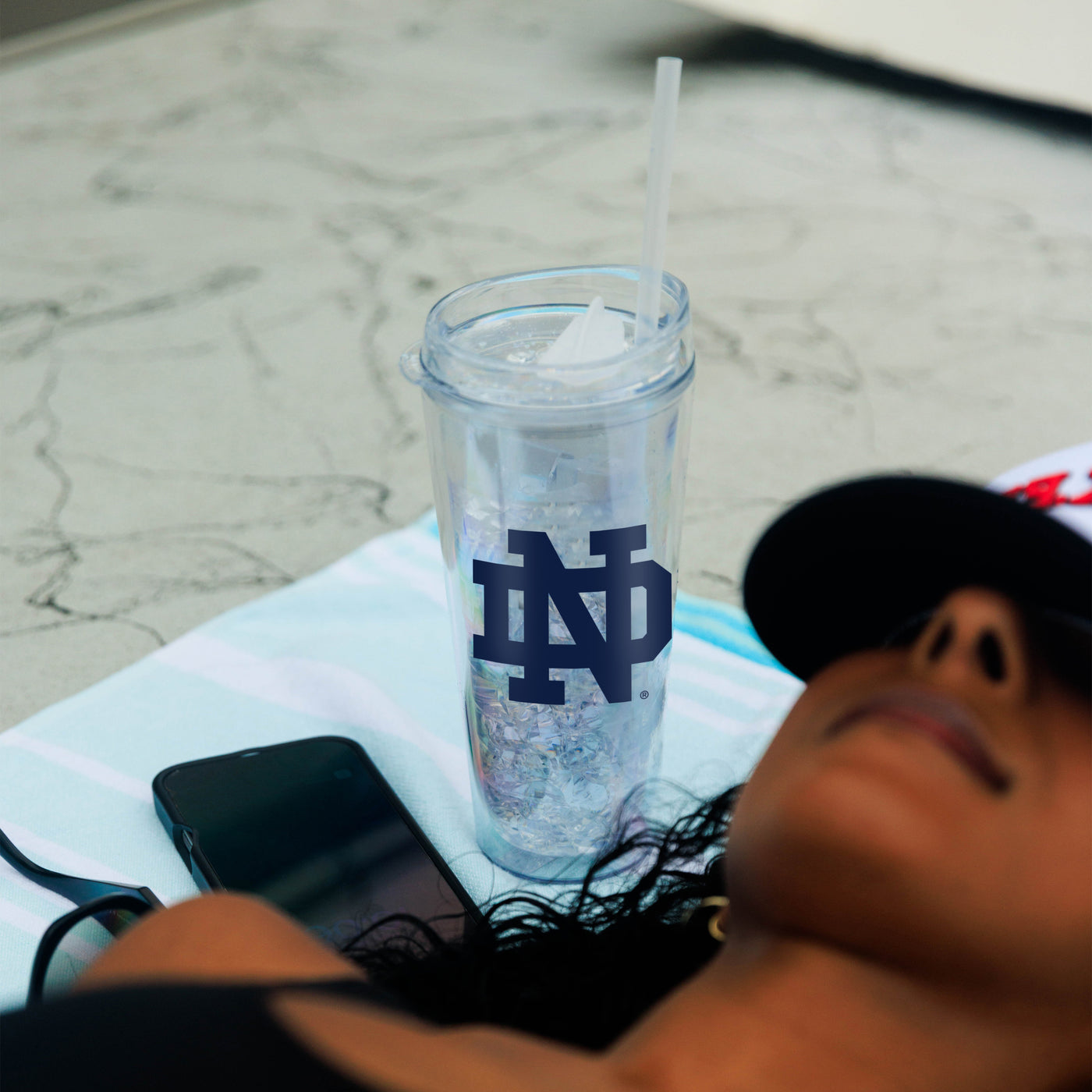 Notre Dame 22oz Flipside Dbl Wall Clear Tumbler