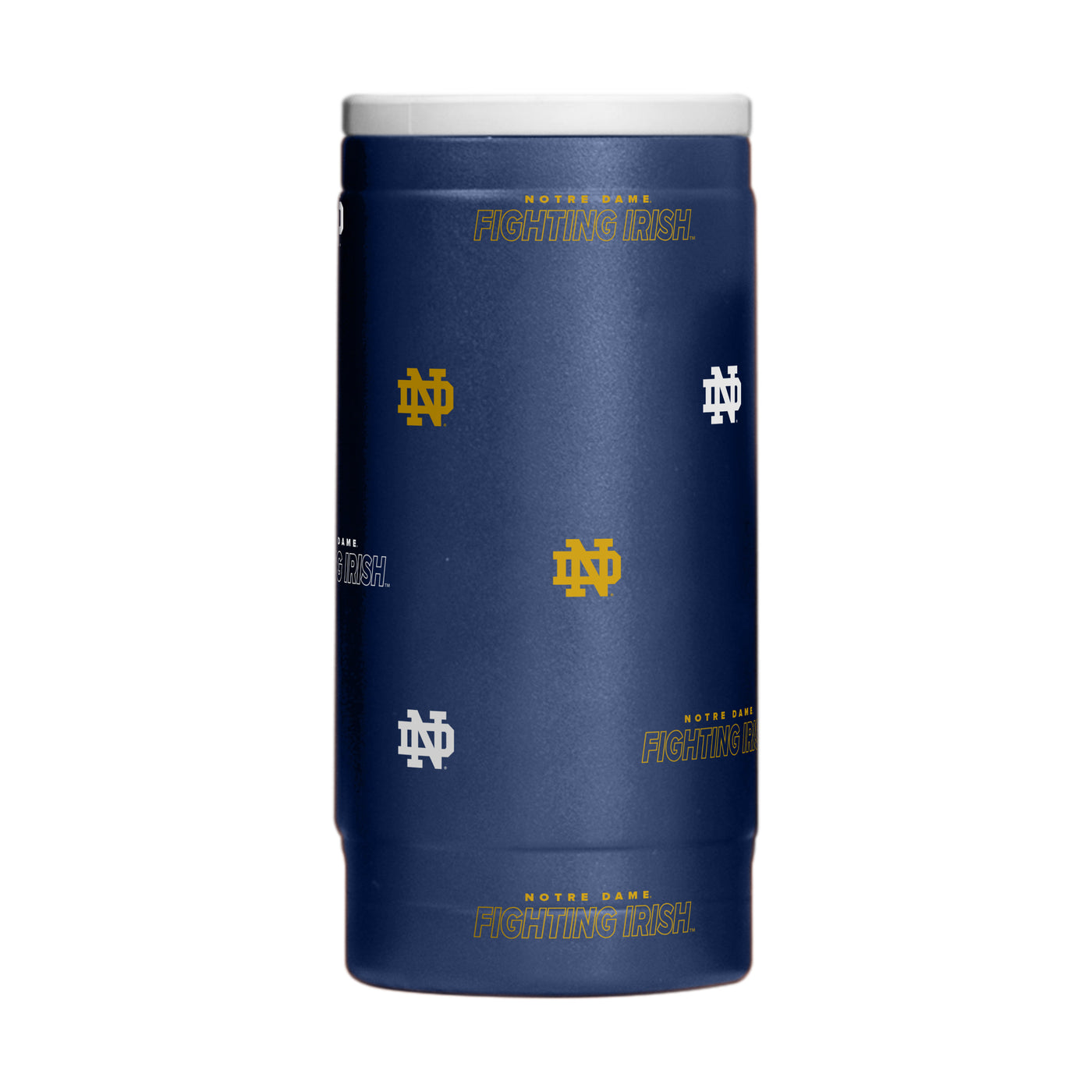 Notre Dame 12oz Step And Repeat Powdercoat SlimCan Coolie