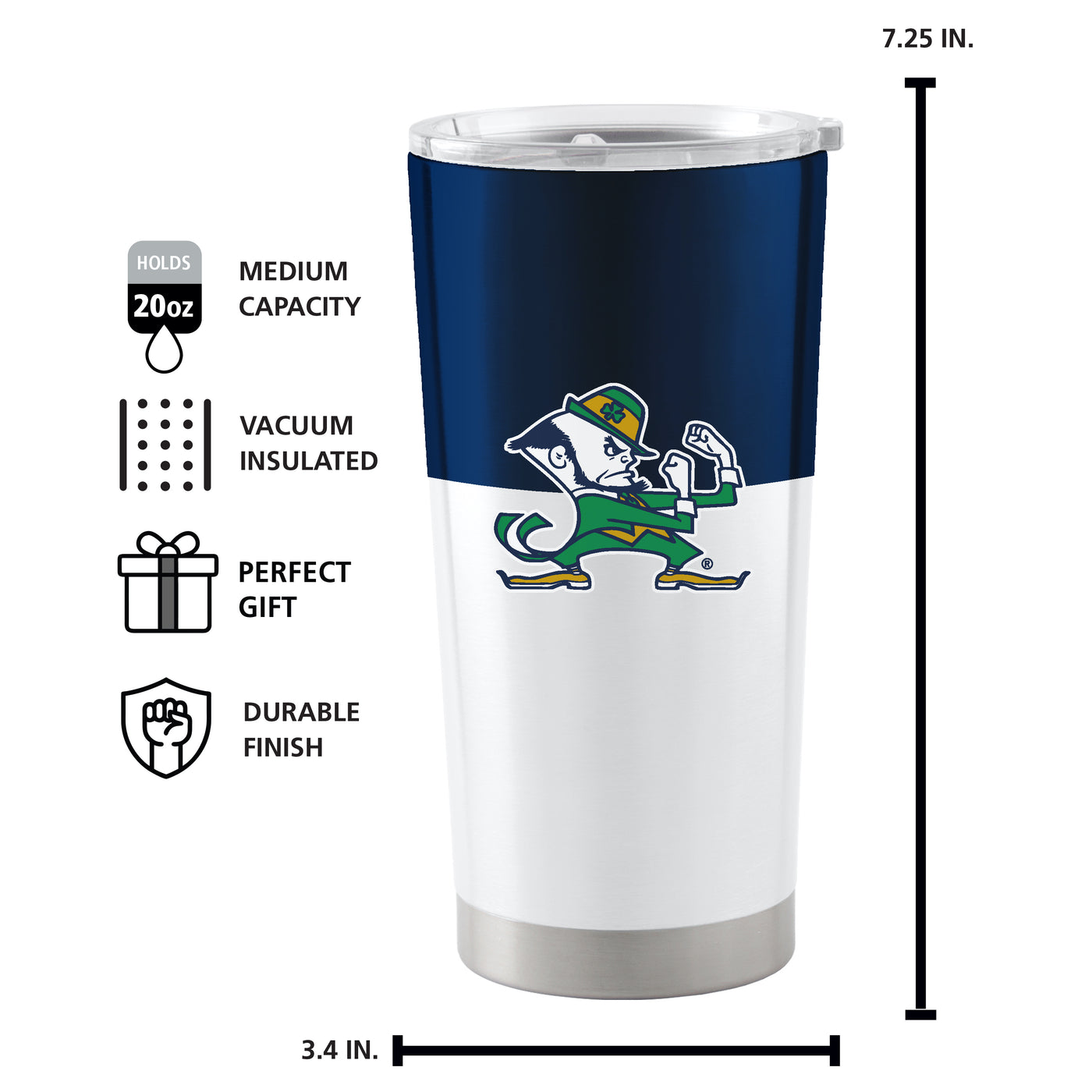 Notre Dame 20oz Colorblock Stainless Tumbler - Logo Brands