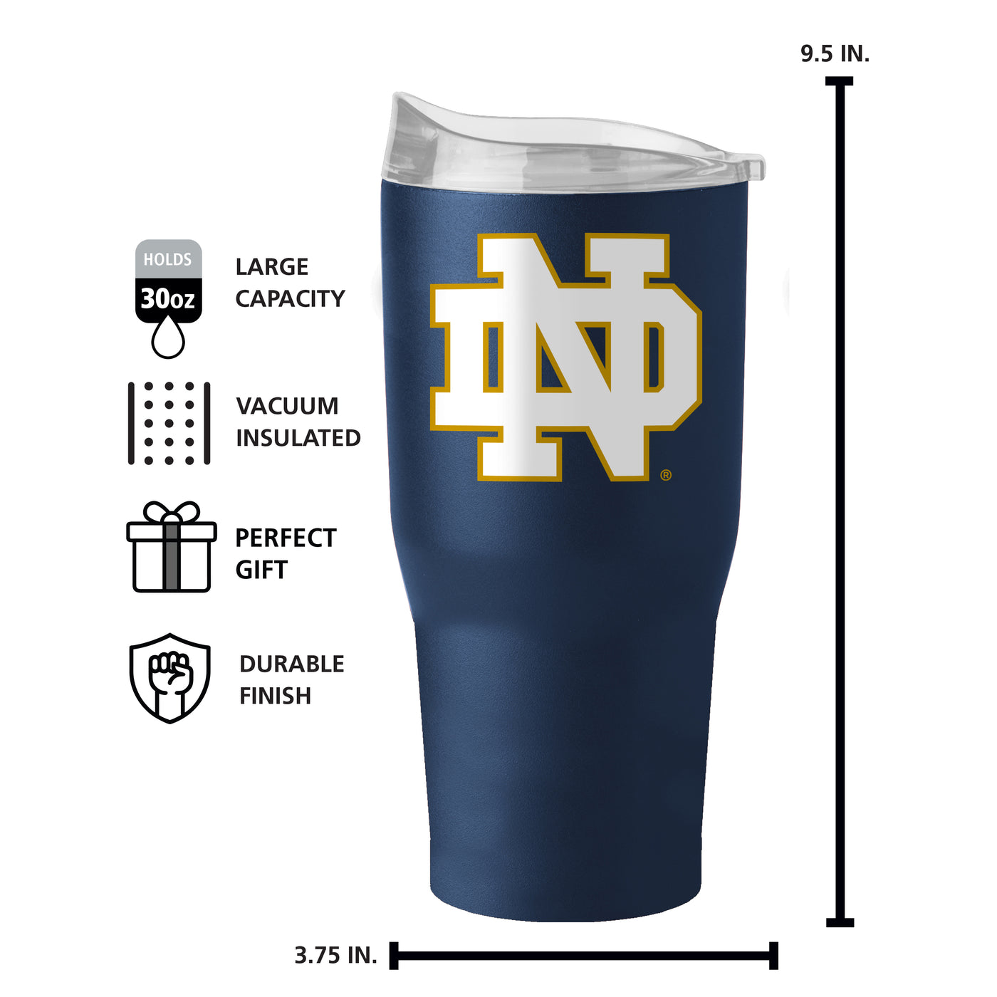 Notre Dame 30oz Flipside Powder Coat Tumbler