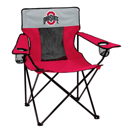 Ohio State Elite Chair by Logo Brands, green and gray sports-themed furniture with team logo and comfortable seating.