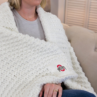 Ohio State Cable Knit Throw 50x60