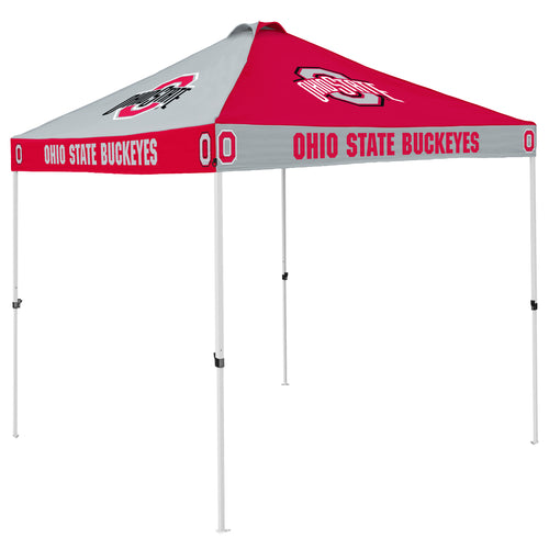 Ohio State Checkerboard Canopy shelter by Logo Brands with bold black and red checkered pattern and sturdy frame.