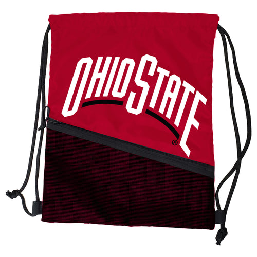 Ohio State Tilt Backsack bag by Logo Brands, featuring team logo and adjustable straps, displayed on a plain background.
