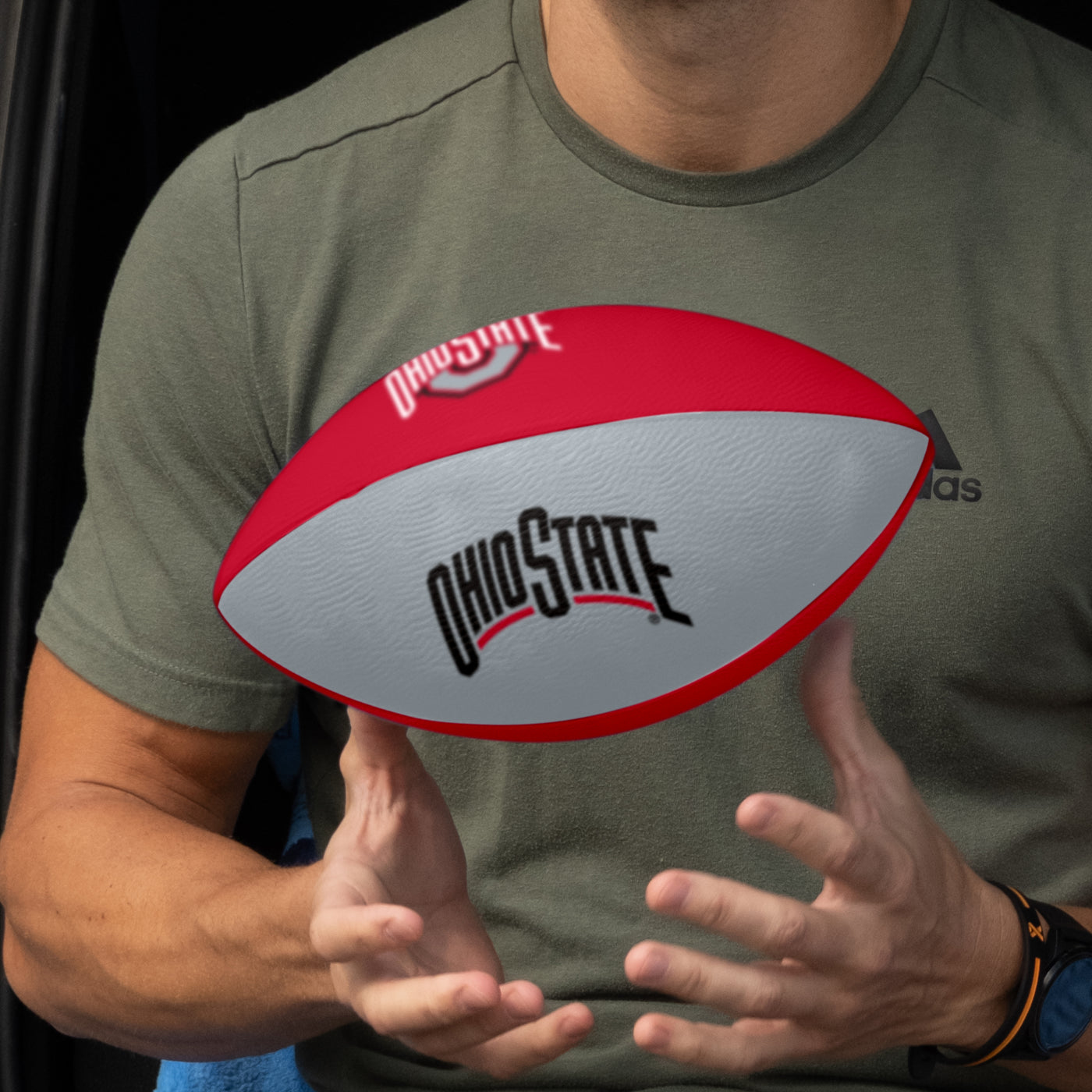 Ohio State Pinwheel Logo Junior Size Rubber Football - Logo Brands