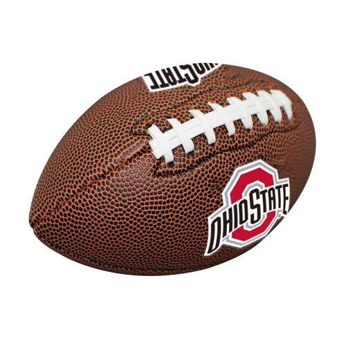 Ohio State Mini Size Composite Football by Logo Brands, recreation football with team logo and detailed stitching.