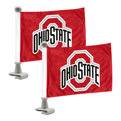 Ohio State University ambassador auto flag by Logo Brands, featuring the university logo on a durable flag for vehicle display.