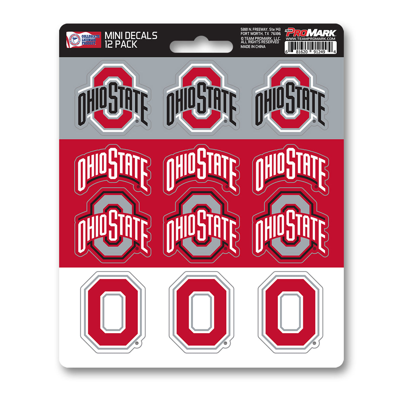 Ohio State University Mini Decal 12-pk