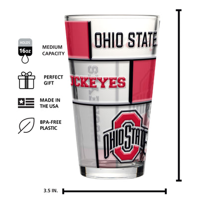 Ohio State 16oz Quilted Stained Pint Glass
