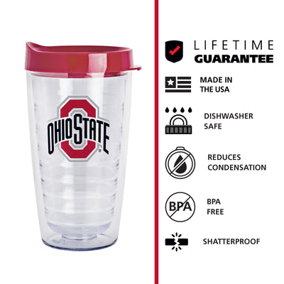 Ohio State 16oz Flipside Dbl Wall Clear Tumbler