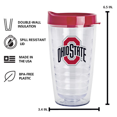 Ohio State 16oz Flipside Dbl Wall Clear Tumbler