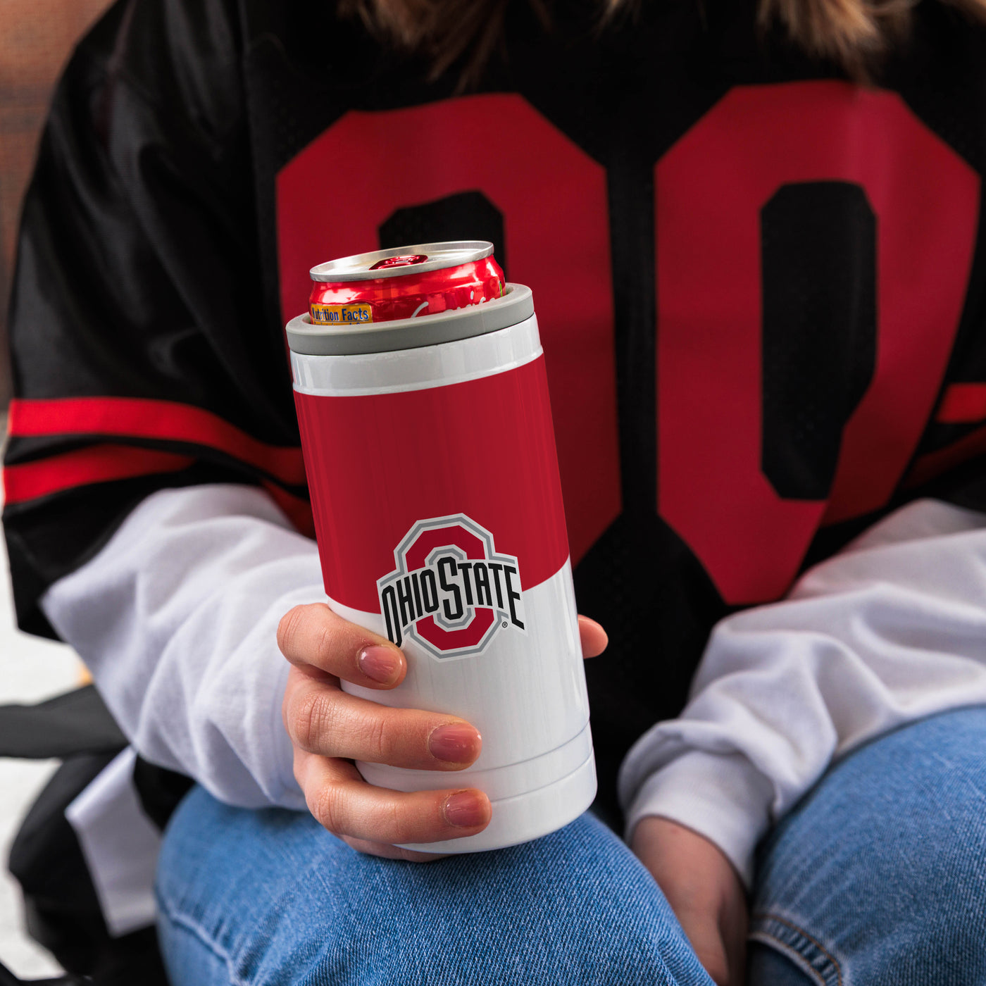 Ohio State Colorblock 12oz Slim Can Coolie