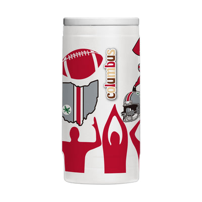 Ohio State 12oz Slim Can Coolie Powder Coat