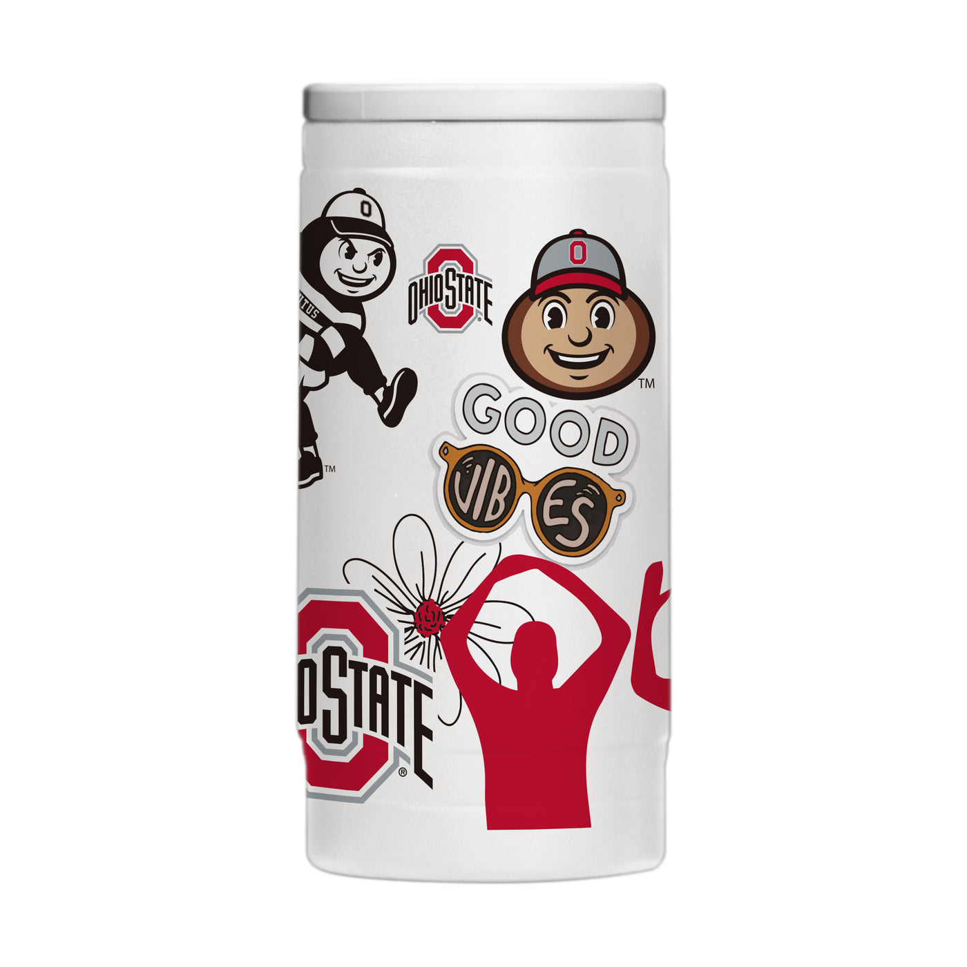 Ohio State 12oz Slim Can Coolie Powder Coat