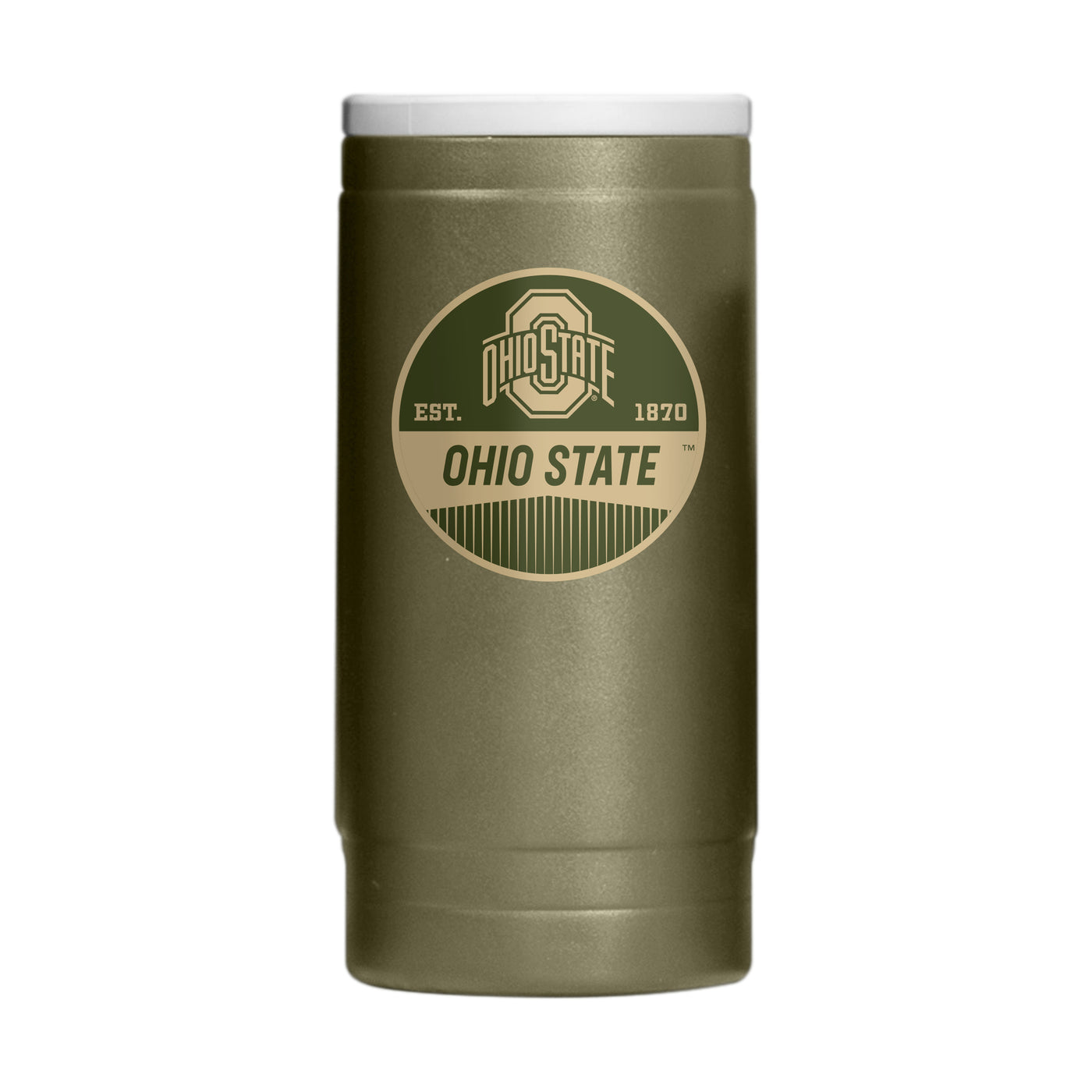 Ohio State  Badge Powder Coat Slim Can Coolie