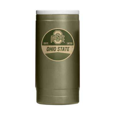 Ohio State  Badge Powder Coat Slim Can Coolie