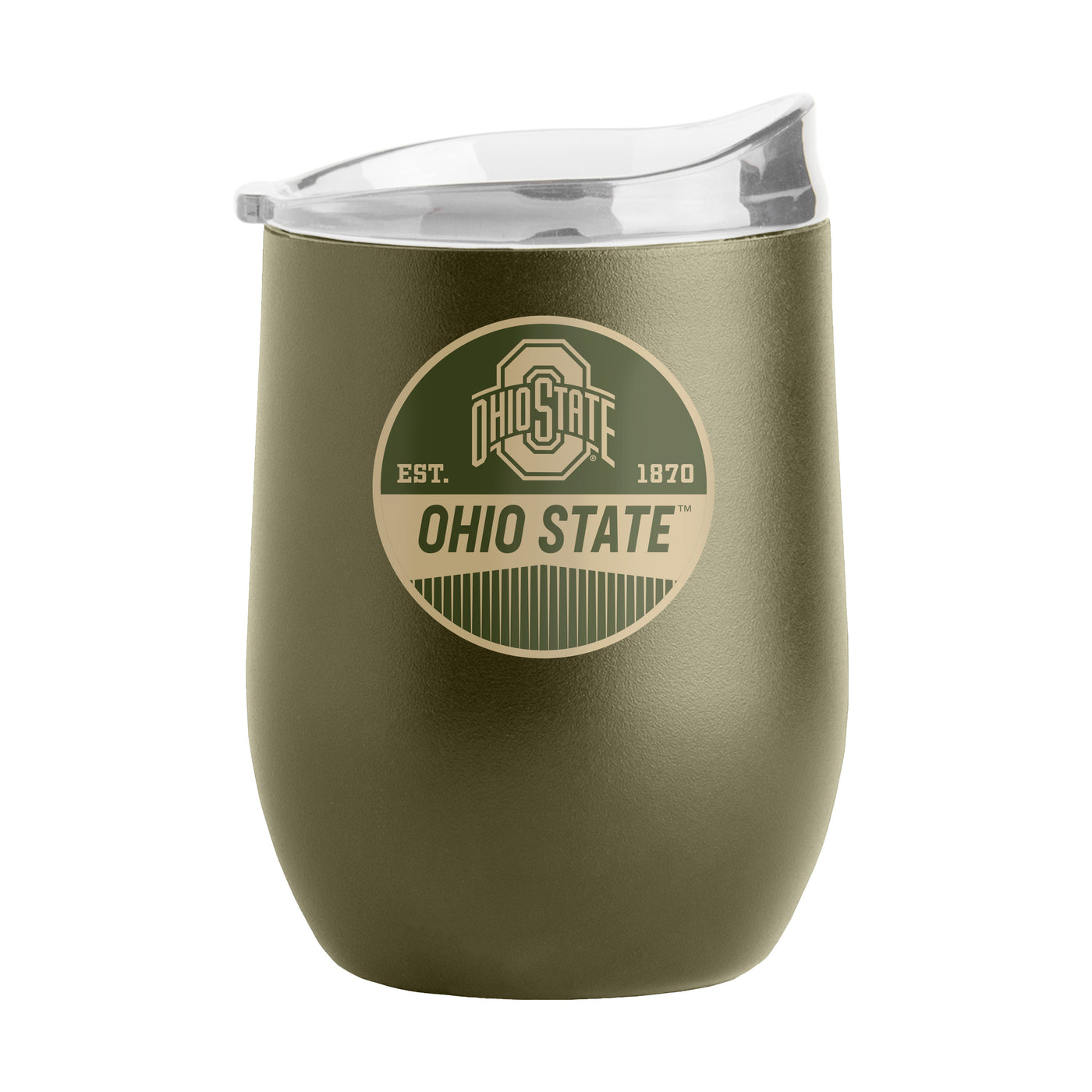 Ohio State 16oz Badge Powder Coat Curved Beverage
