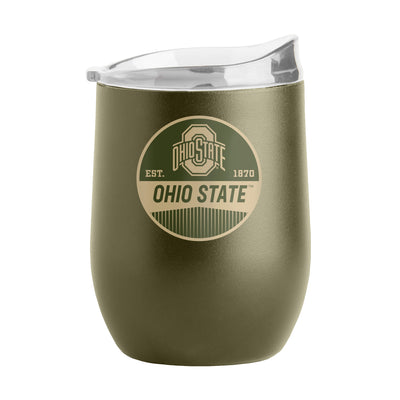 Ohio State 16oz Badge Powder Coat Curved Beverage