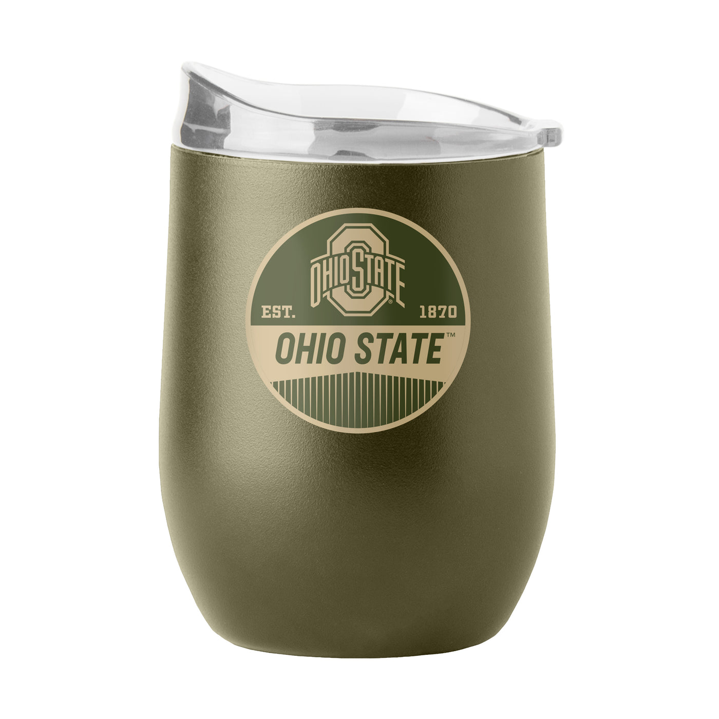 Ohio State 16oz Badge Powder Coat Curved Beverage