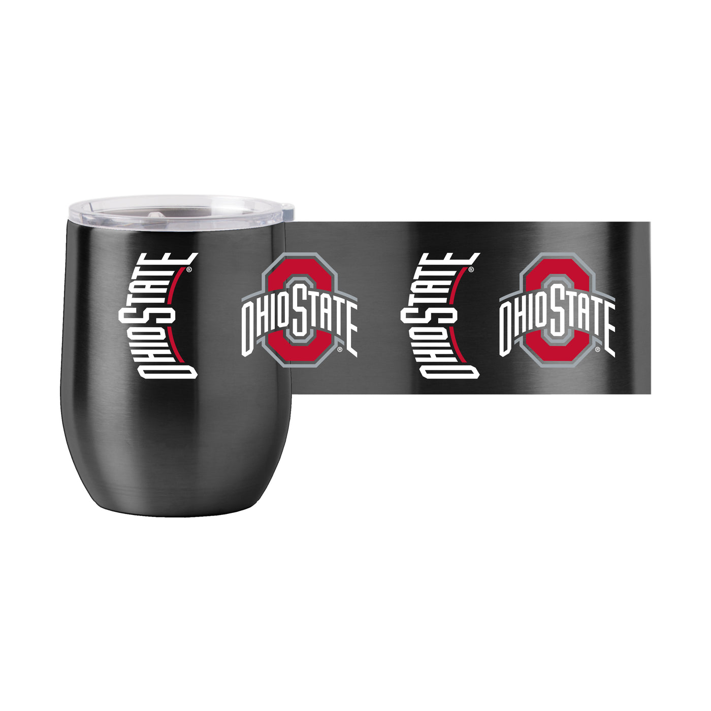 Ohio St 16oz Black Powder Coat Curved Beverage