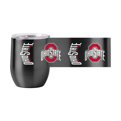 Ohio St 16oz Black Powder Coat Curved Beverage